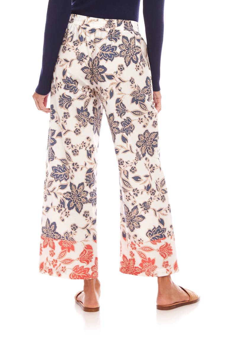 Wide Leg Drawstring Cotton Pants, Alternate, color, WHITE FLORAL PRINT