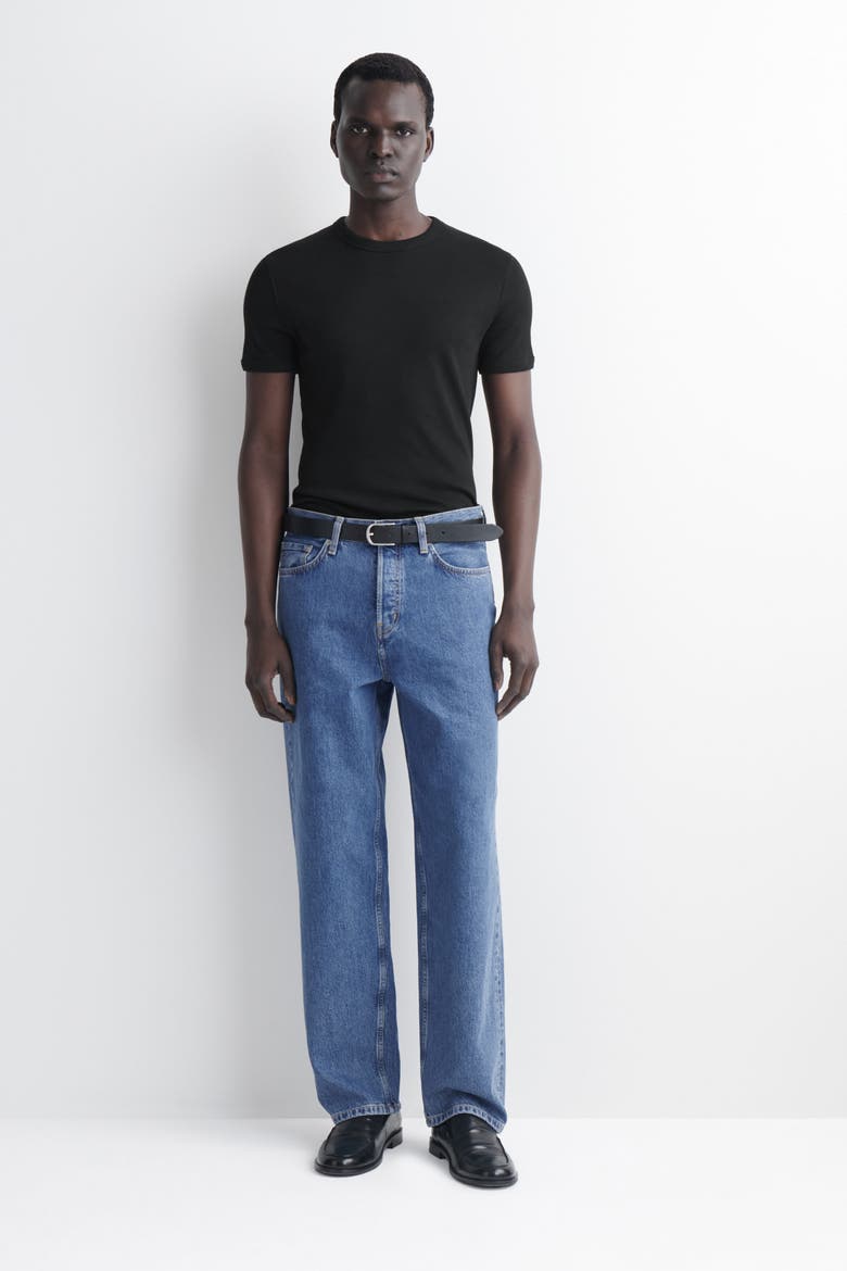 Slim Ribbed Cotton T-Shirt, Alternate, color, BLACK