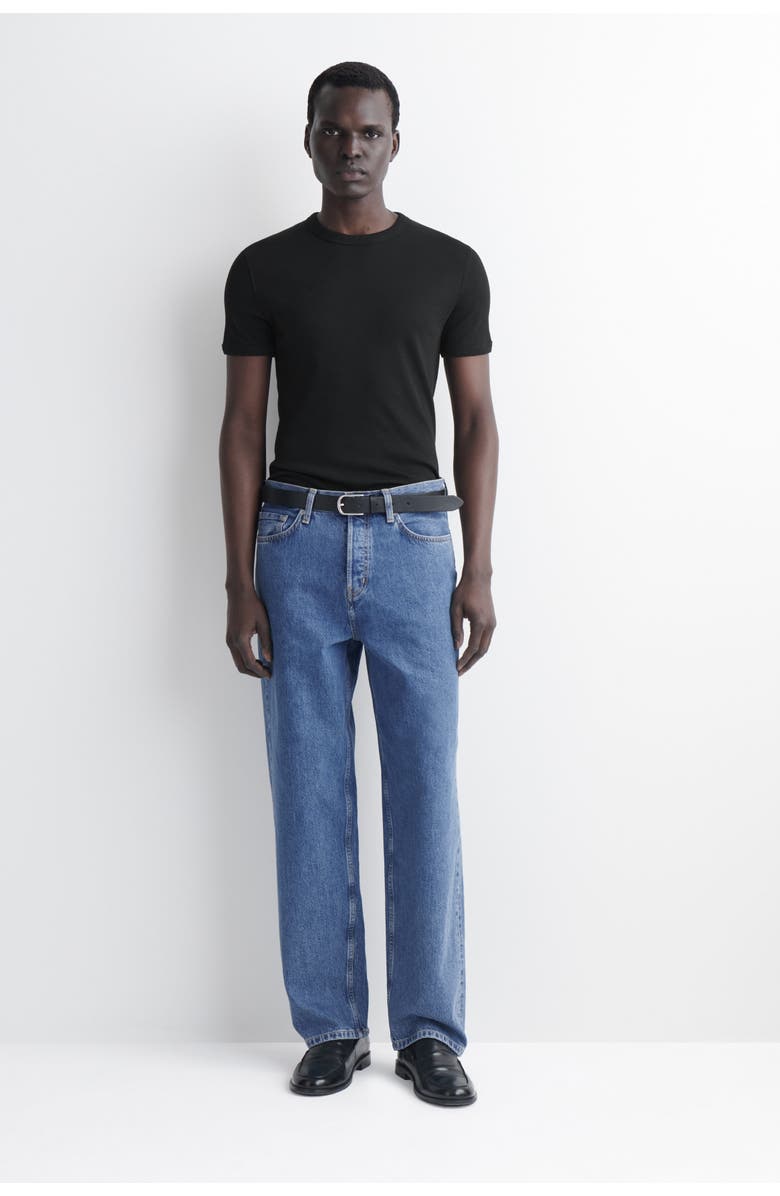 COS Slim Ribbed Cotton T-Shirt, Alternate, color, Black