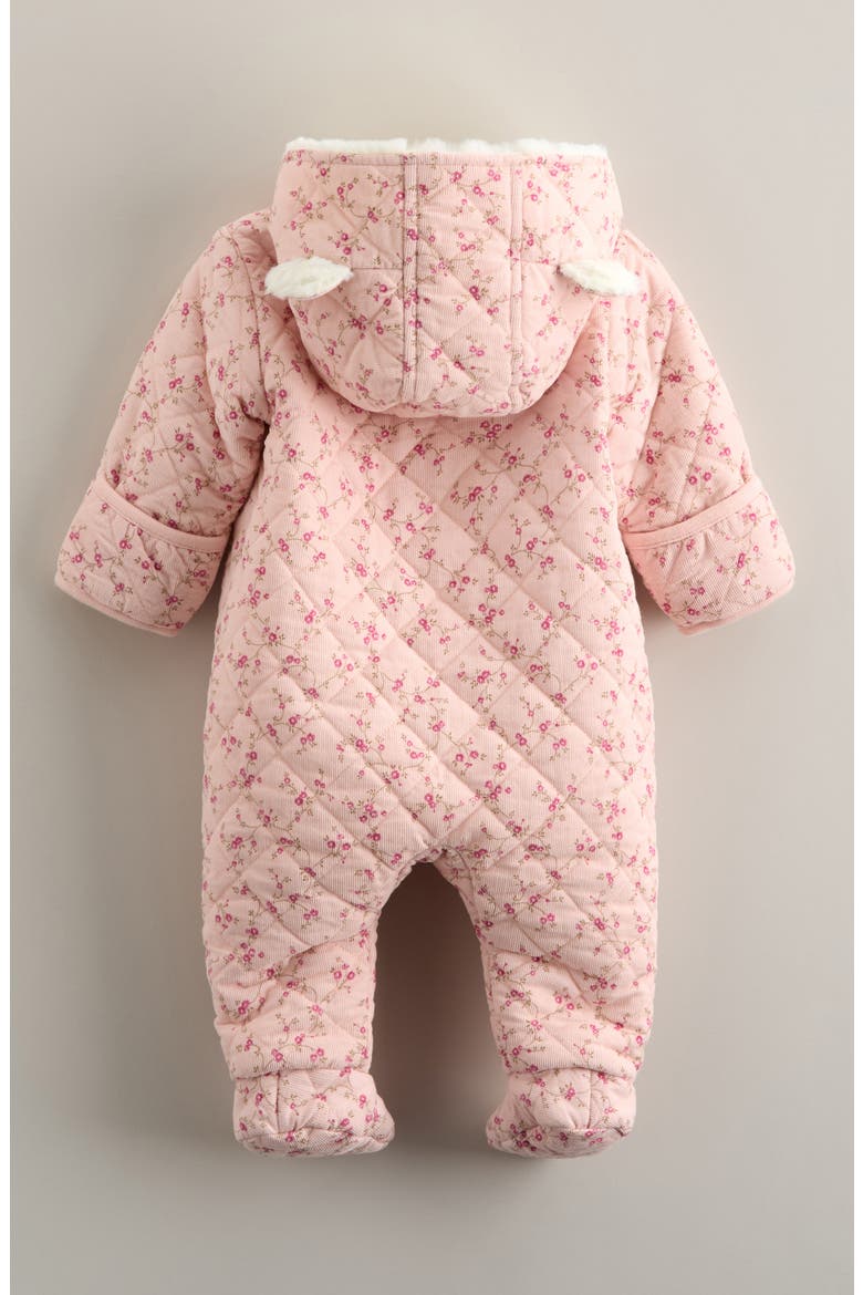 Hooded Quilted Fleece Lined Bunting, Alternate, color, PINK DOGWOOD EDITH FLORAL