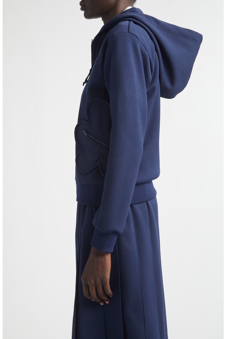 Floral Appliqué Full Zip Hoodie, Alternate, color, NAVY