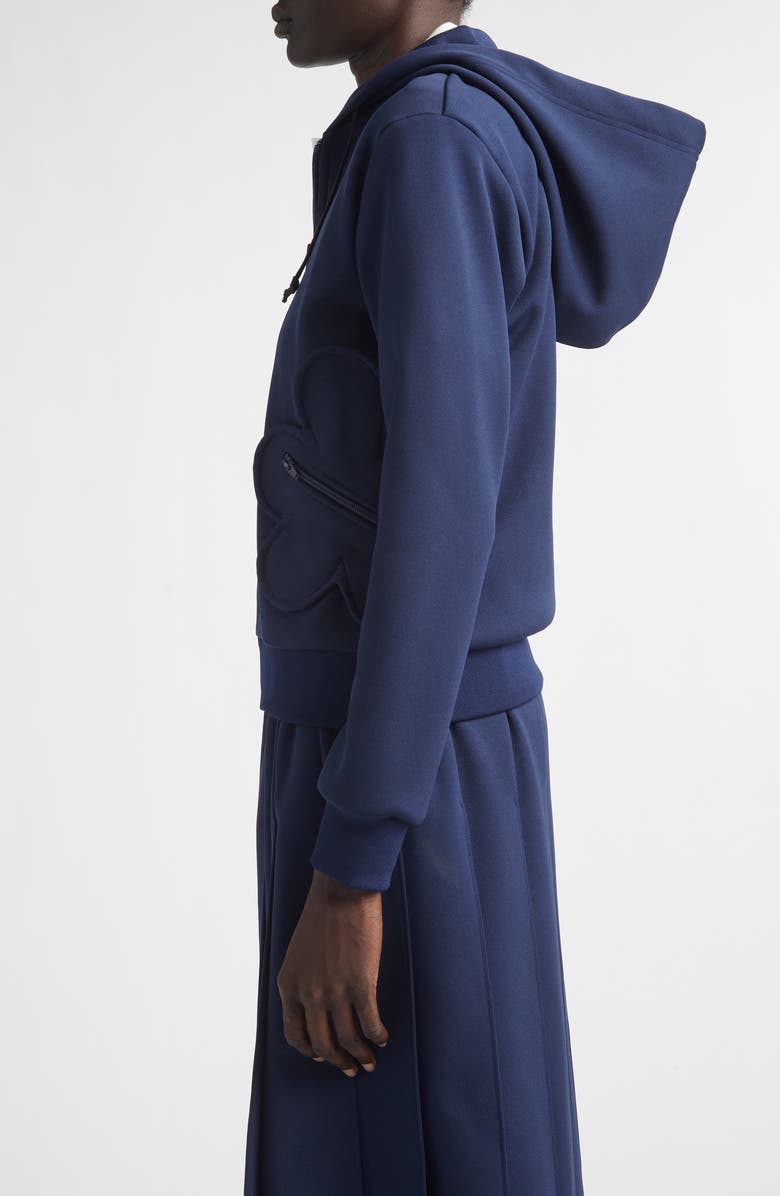 Comme des Garçons Girl Floral Appliqué Full Zip Hoodie, Alternate, color, Navy