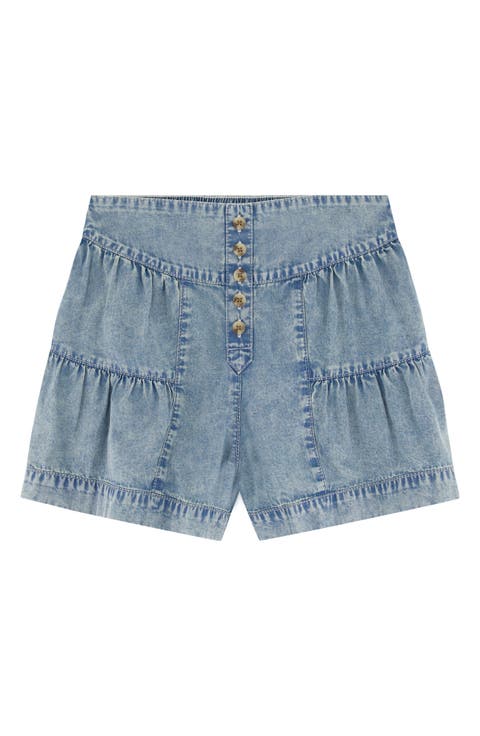 Kids' Saltwater Gathered Accent Denim Shorts (Big Kid)