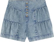 Billabong Kids' Saltwater Gathered Accent Denim Shorts
