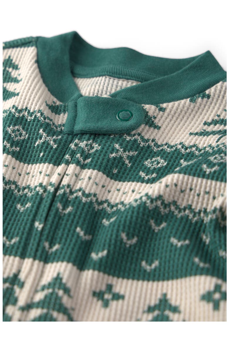 Print Organic Cotton Blend Zip Footie, Alternate, color, TREE FAIRISLE