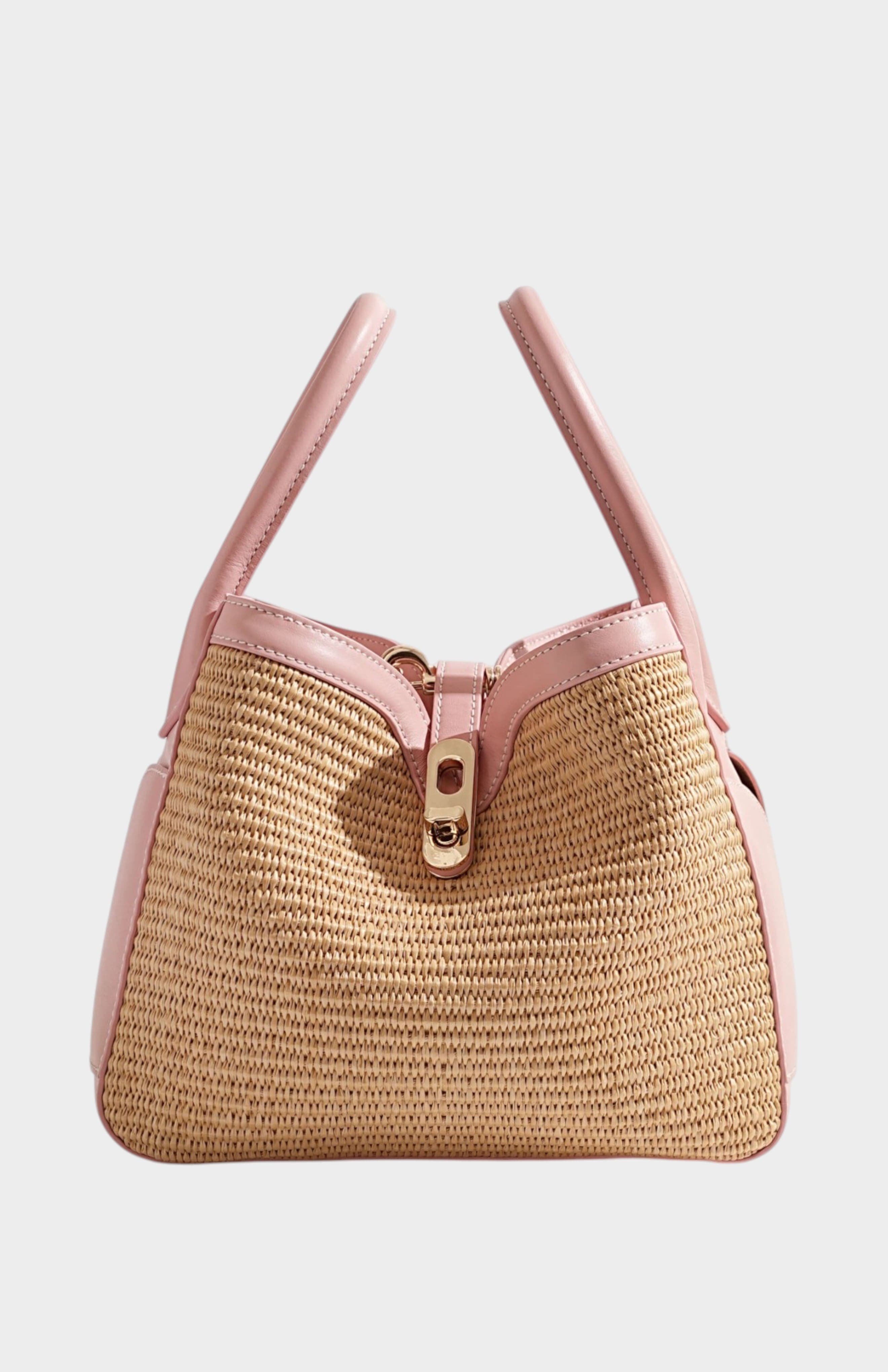 Cotswolds Raffia and Nappa Leather Crossbody Bag, Alternate, color, Sakura