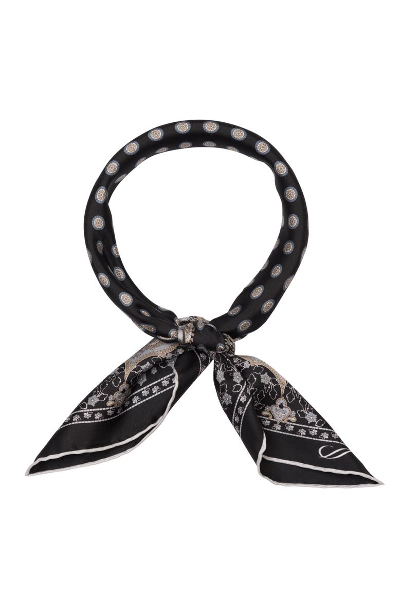 Filippo - Hand Rolled Silk Neckerchief for Men, Alternate, color, Black