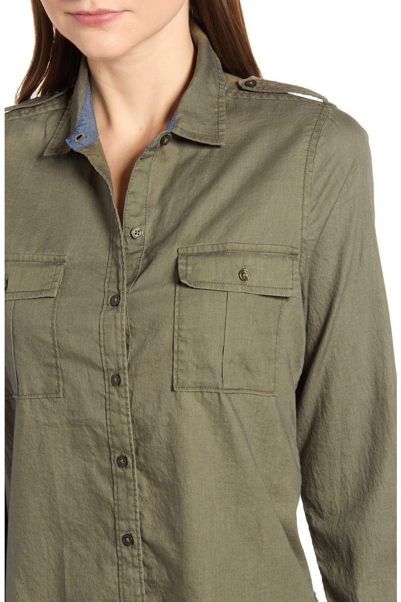 Laura Cotton Twill Utility Shirt, Alternate, color, BURNT OLIV