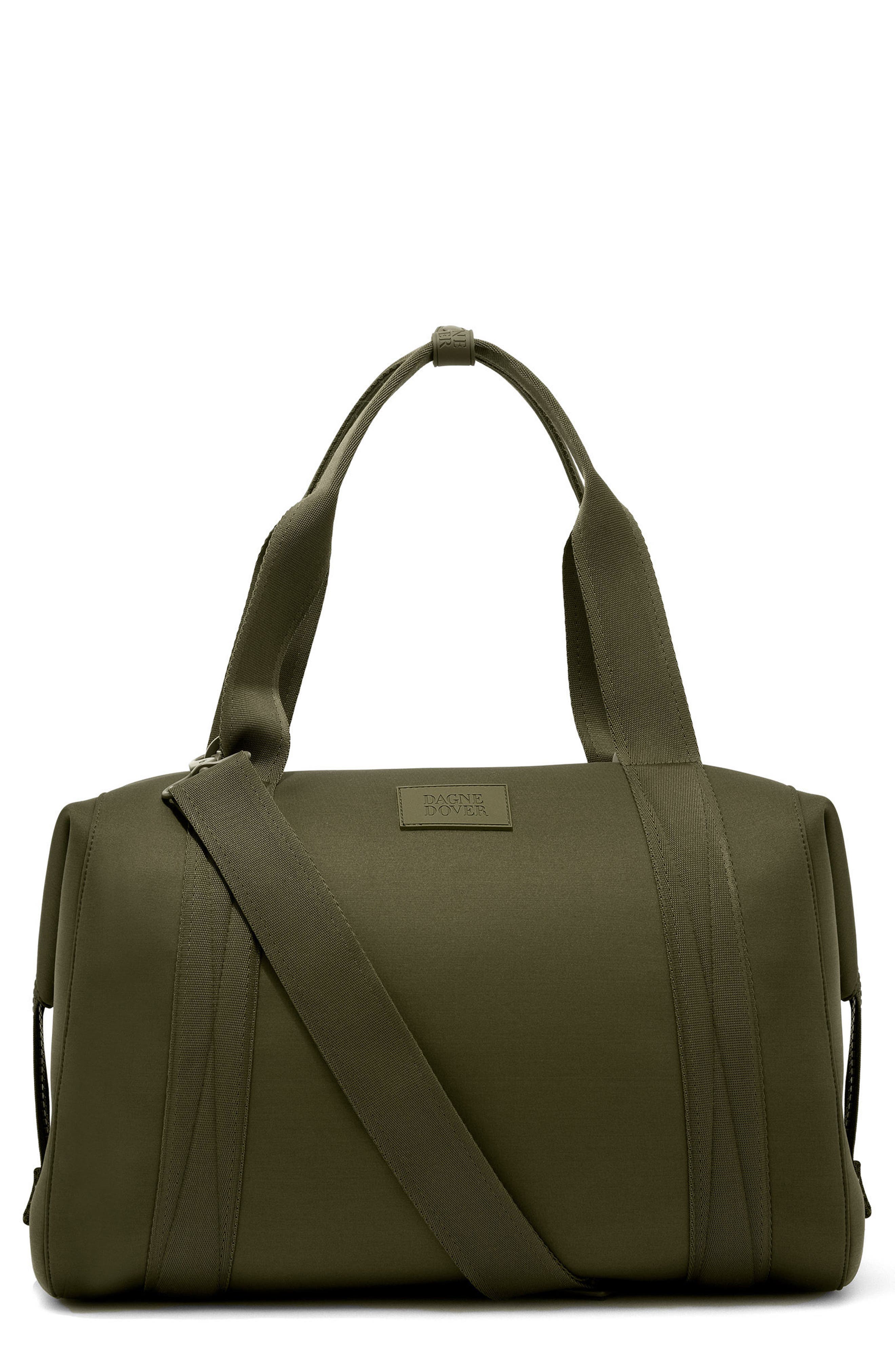 365 Large Landon Neoprene Carryall Duffle Bag, Main, color, DARK MOSS