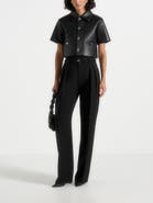 Manière De Voir Dory Leather Cropped Shirt