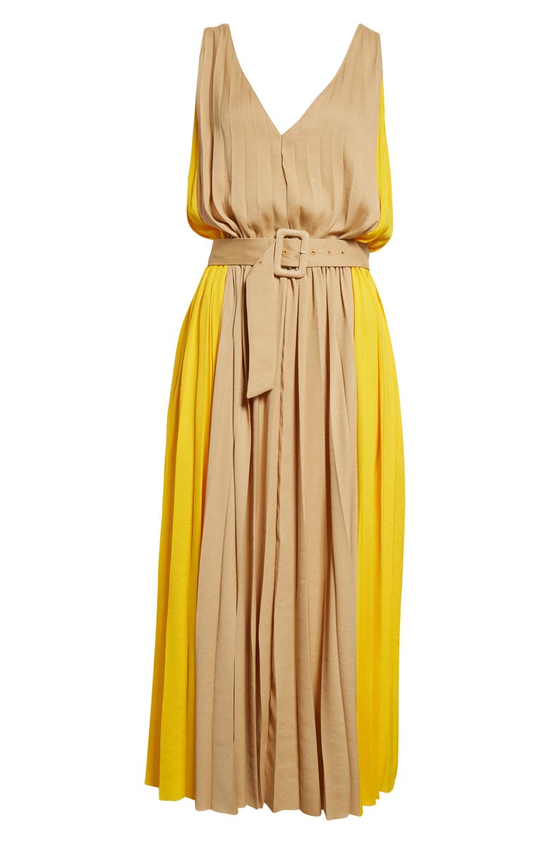 Ramy Brook Latoya Colorblock Pleated Dress, Alternate, color, Daisy Colorblock
