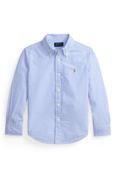 Kids' Stripe Cotton Seersucker Button-Down Shirt (Toddler & Little Kid)