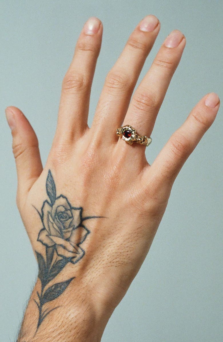 FARIS Spell Garnet Ring, Alternate, color, Gold