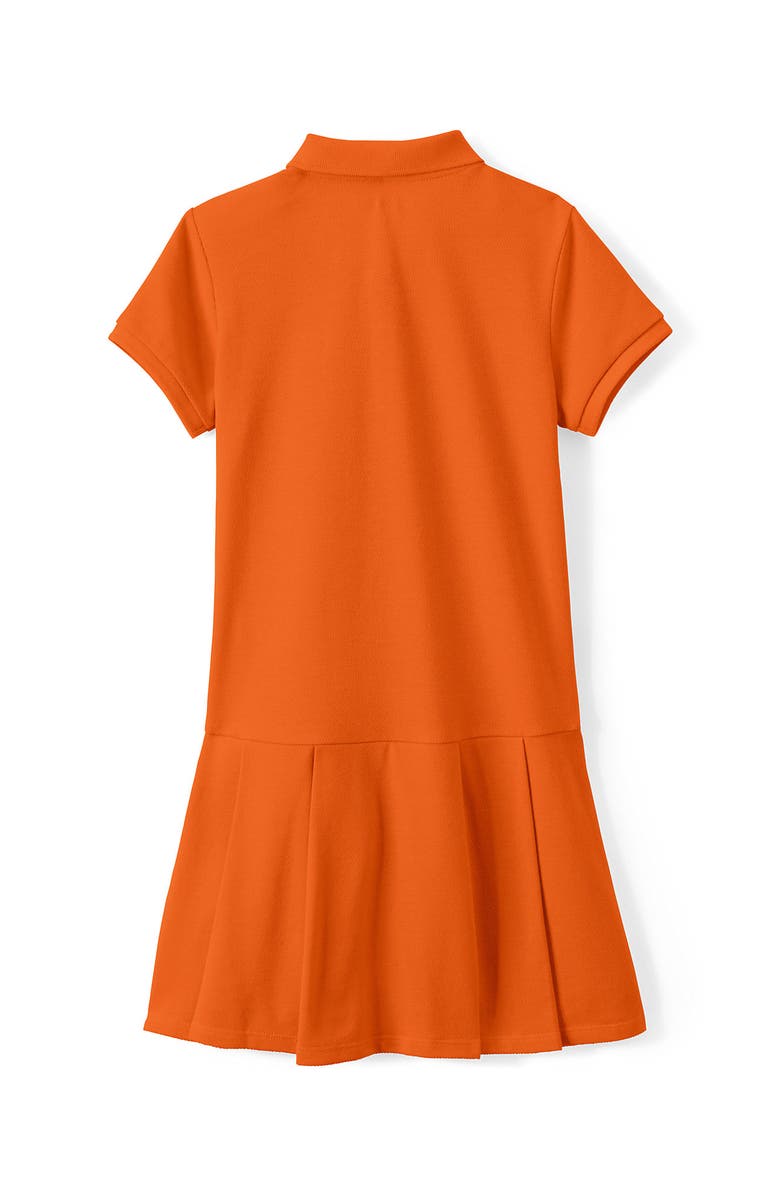 Lands' End School Uniform Girls Short Sleeve Mesh Pleated Polo Dress, Alternate, color, Orange Spice