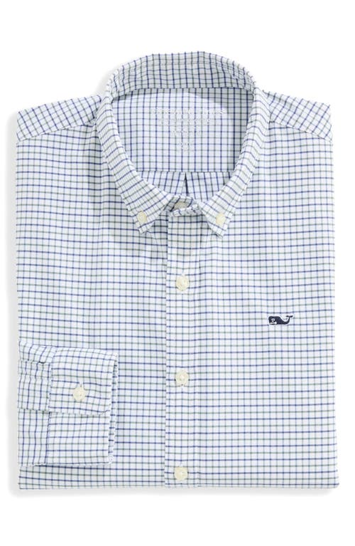 Vineyard Vines Kids' Wauwinet Tattersall Check Performance Cotton Blend Button-down Shirt In Blue