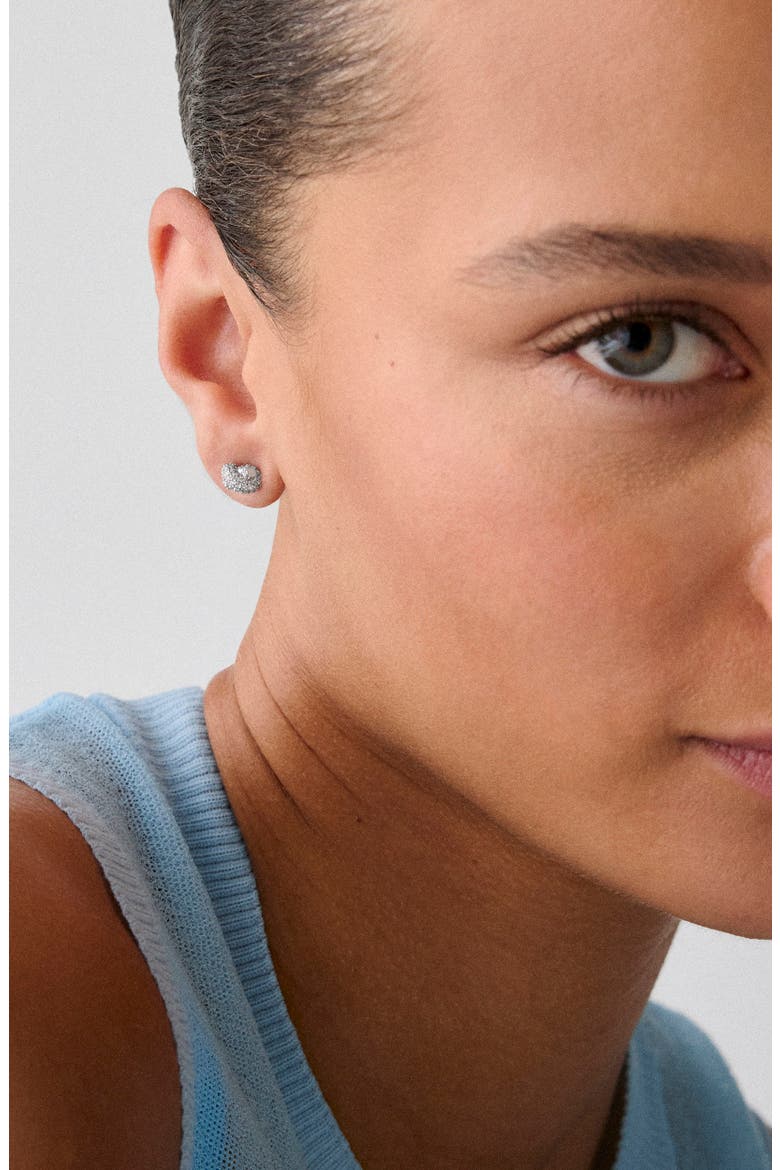 Pavé Knot Stud Earrings, Alternate, color, CLEAR/ SILVER.