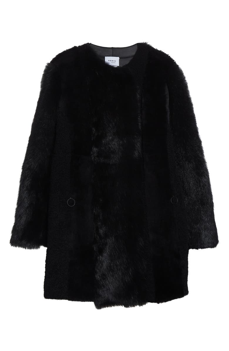 Akris punto Genuine Shearling Coat, Alternate, color, Black