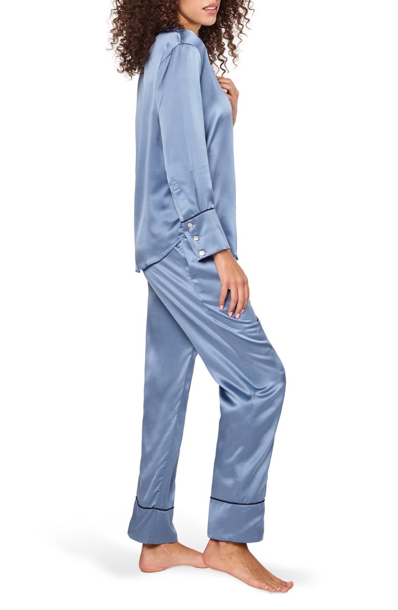 Petite Plume Mulberry Silk Pajamas, Alternate, color, Blue