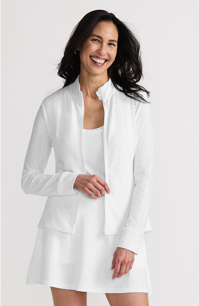 Lands' End Active Eyelet Full Zip Jacket, Main, color, 