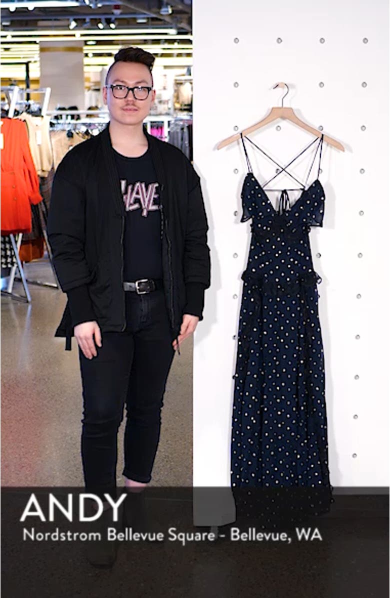 Lace Metallic Dot Maxi Dress, sales video thumbnail