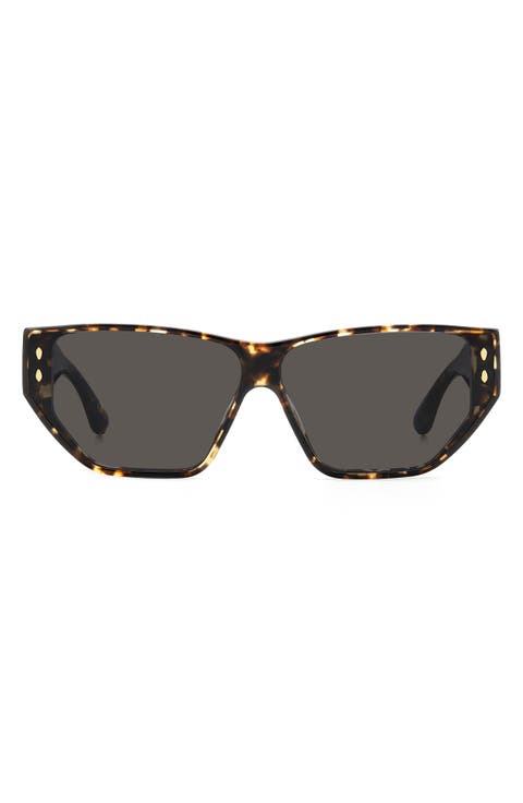 66mm Oversize Angular Sunglasses
