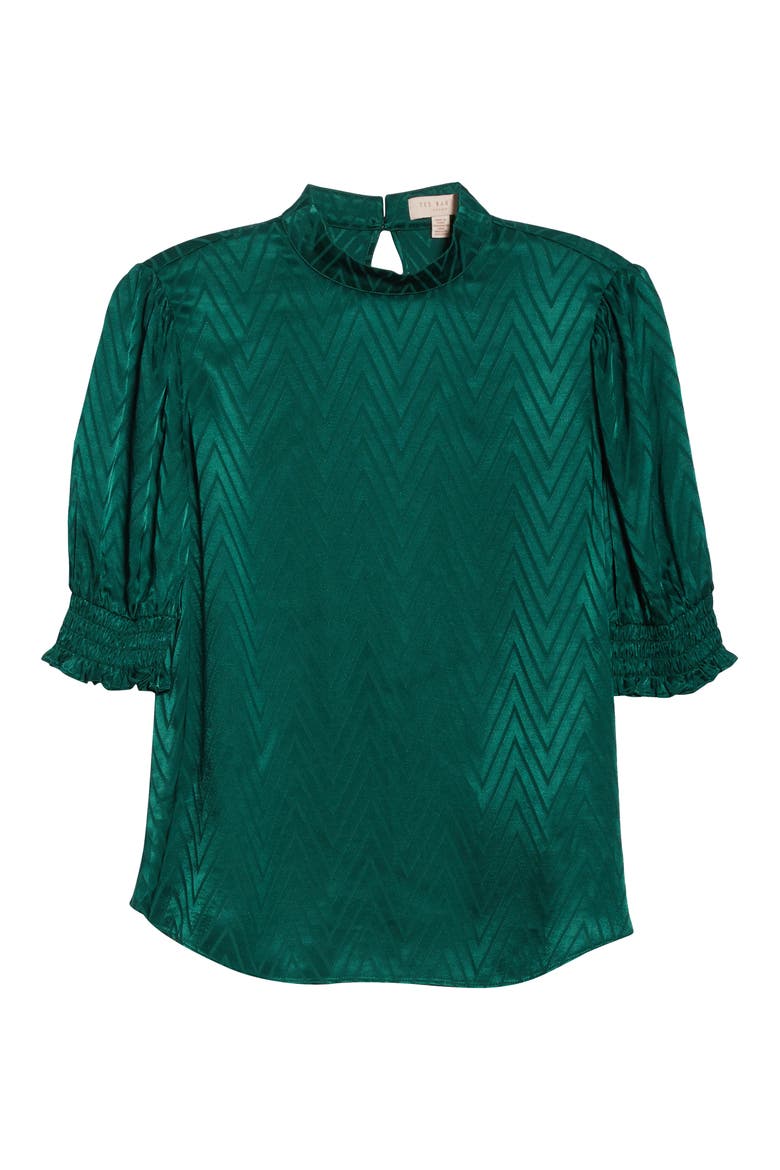 Puff Sleeve Chevron Top, Alternate, color, GREEN