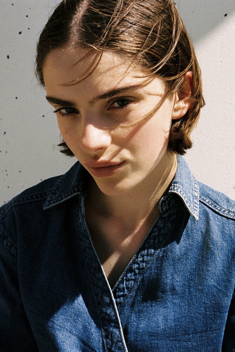 Denim Wrap Shirt, Alternate, color, Denim blue