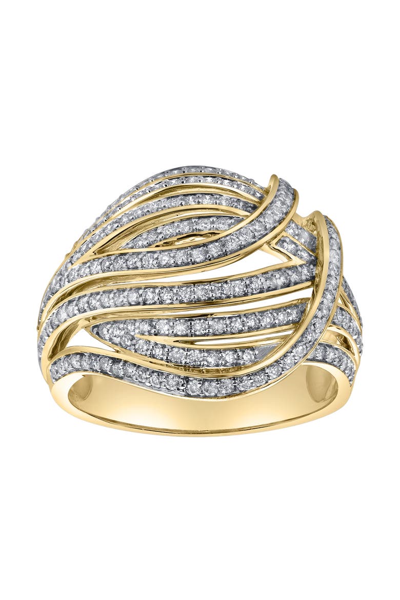 Marina 14K Gold Round Diamond Studded Dome Ring - 0.84cts, Main, color, 14K Yellow Gold