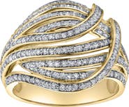 LuvMyJewelry Marina 14K Gold Round Diamond Studded Dome Ring - 0.84cts