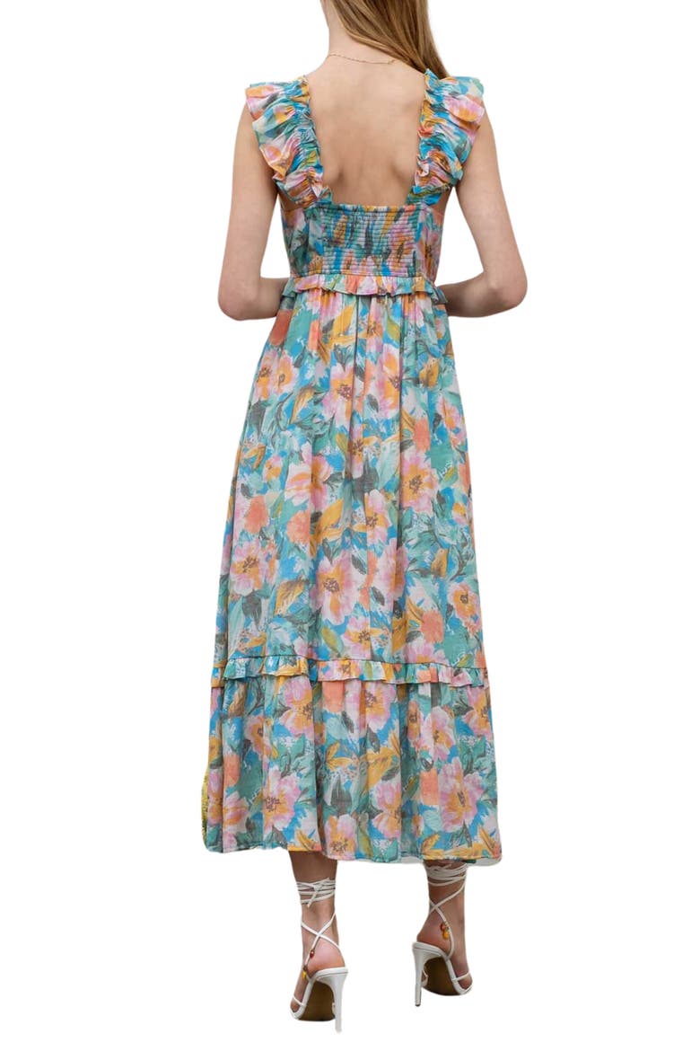 Floral Midi Sundress, Alternate, color, AQUA MULTI