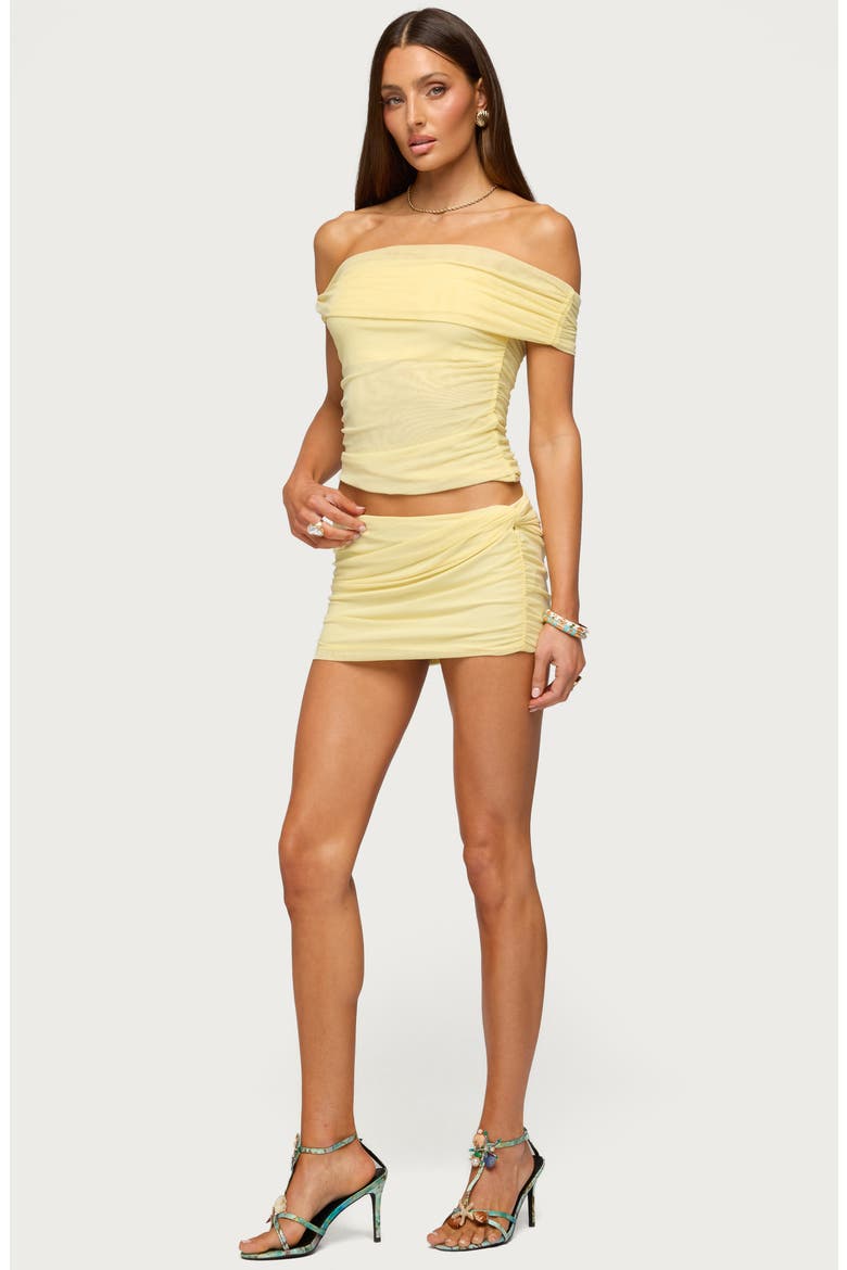 Raquela Twist Ruched Off the Shoulder Top, Alternate, color, LIGHT-YELLOW