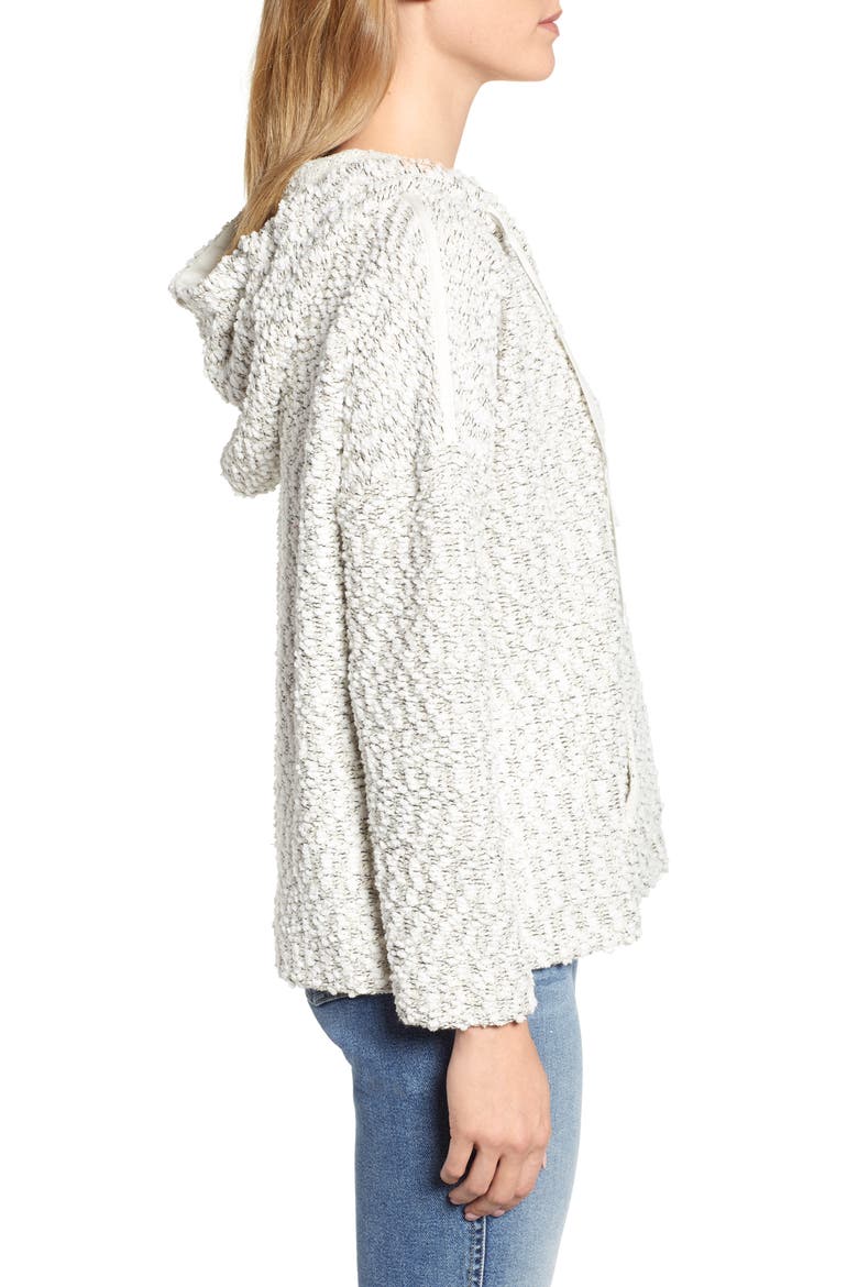 Tweed Knit Hoodie, Alternate, color, ECRU/ BLACK AS HEADER