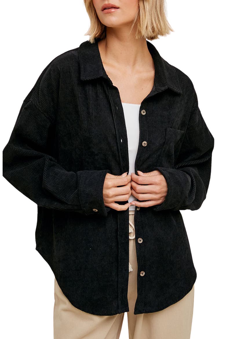 Oversize Corduroy Shacket, Main, color, BLACK