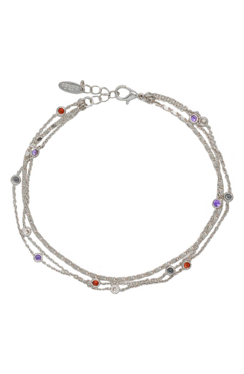 Ettika Rainbow Cubic Zirconia Anklet, Main, color,