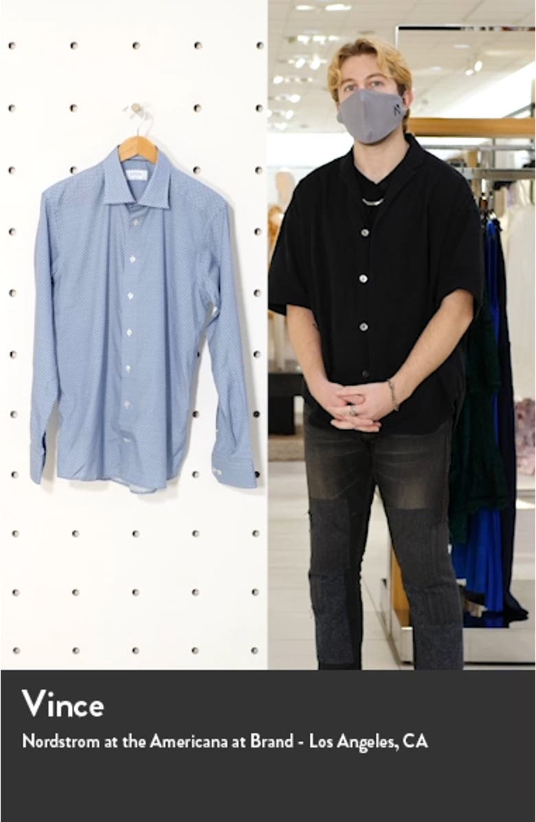 Slim Fit Blue Geo Print Dress Shirt, sales video thumbnail