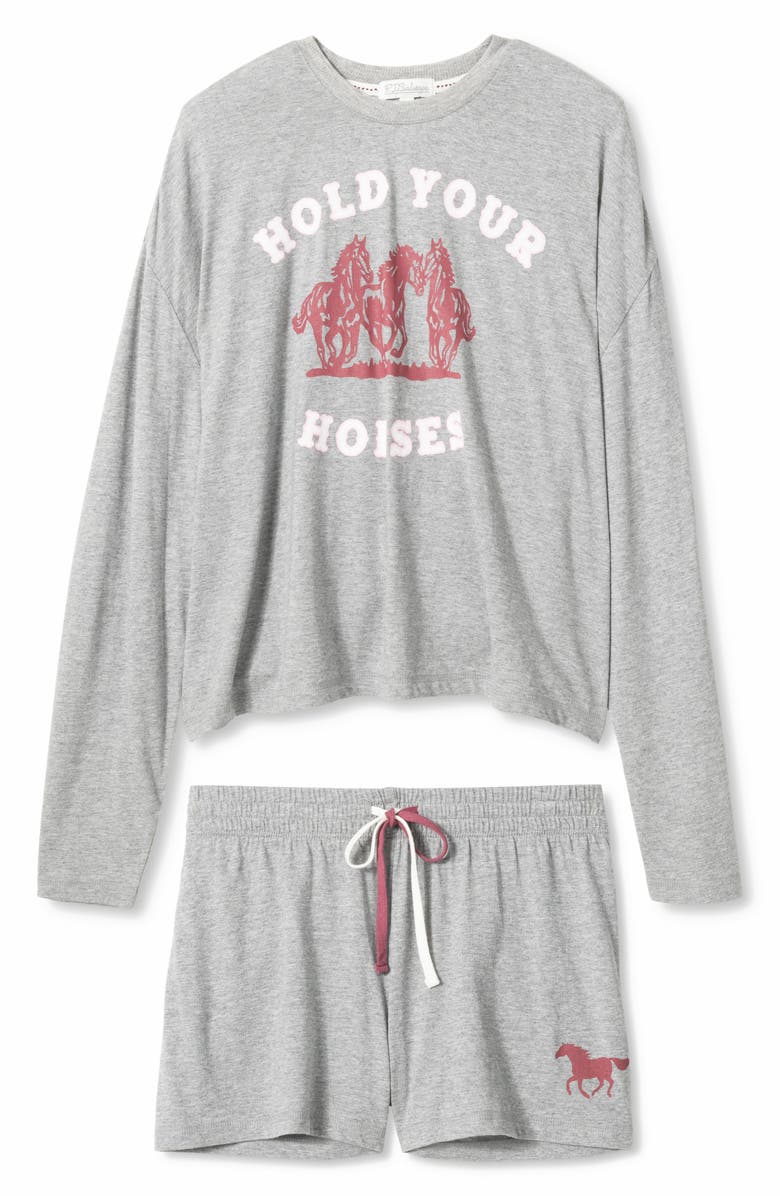 PJ Salvage Hold Your Horses Slub Jersey Short Pajamas, Alternate, color,