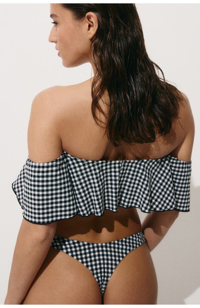 H&M Bandeau Bikini Top, Alternate, color, Black/Gingham