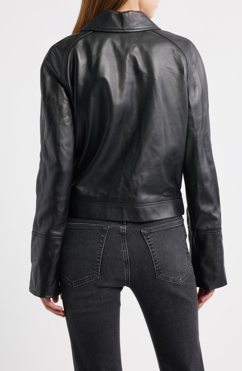 FRAME The Leather Zip Front Jacket, Alternate, color, Black