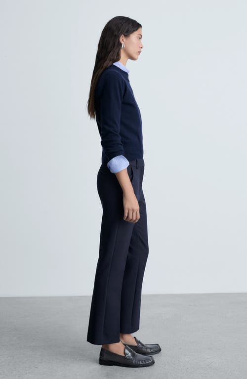 Mango Pleated Straight Leg Ankle Pants In Dark Navy