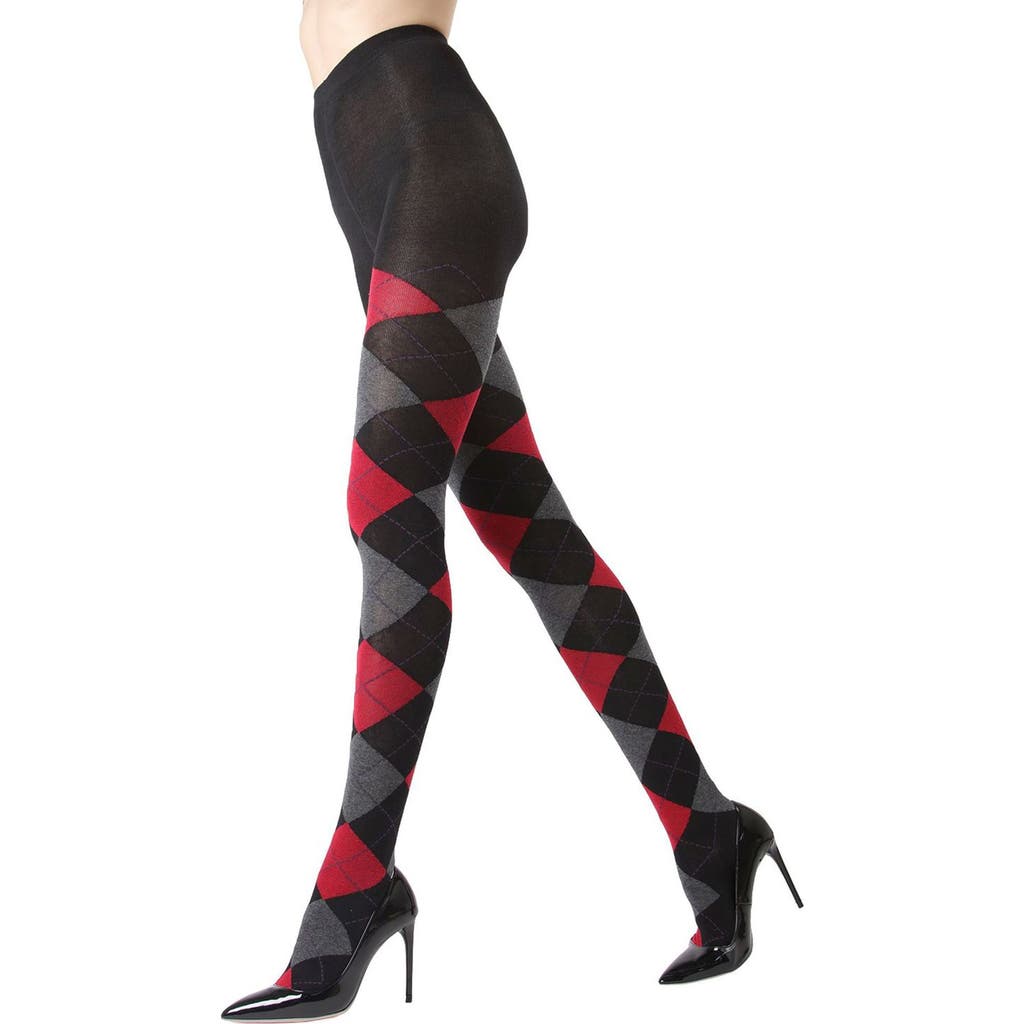 MeMoi Argyle Sweater Tights in Black-Red  product