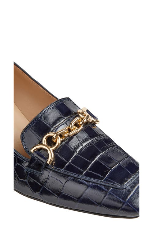 Lk Bennett Johanna Trim Block Heel Loafer Pump In Navy
