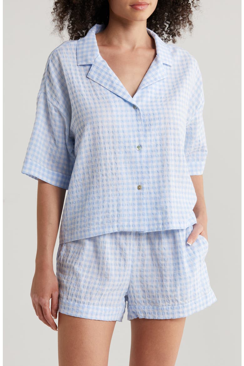 Seersucker Short Pajamas, Main, color, POWDER BLUE