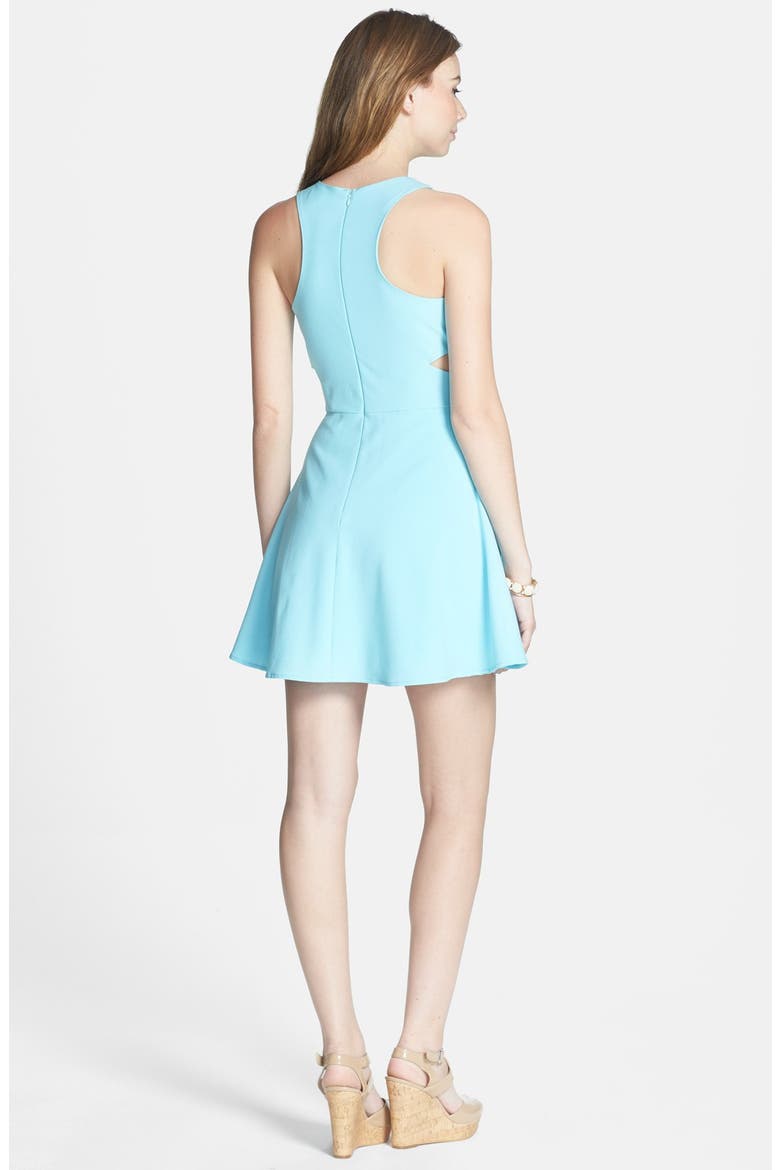 dee elle Side Cutout Skater Dress, Alternate, color, SKY BLUE