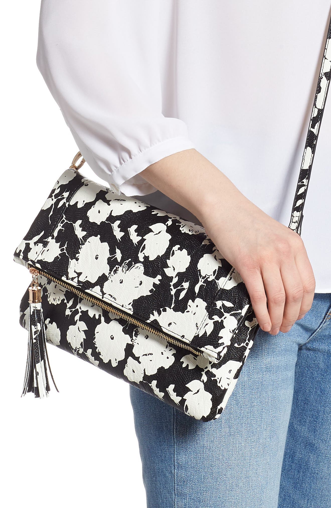 Sole Society 'Tasia' Print Foldover Clutch, Alternate, color, 