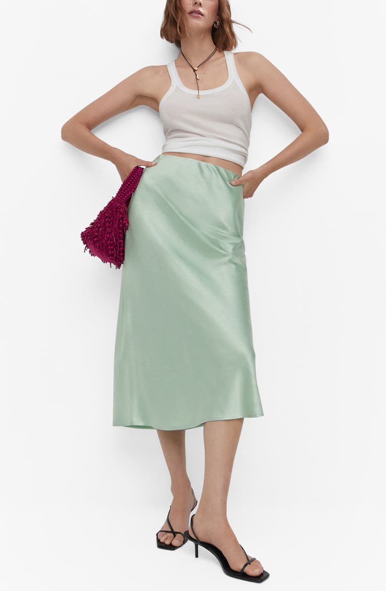 MANGO Satin Midi Skirt, Alternate, color,