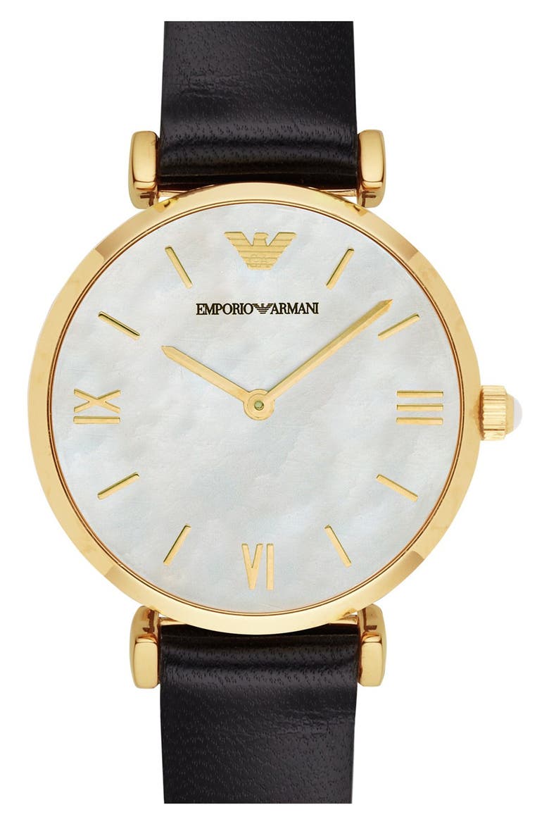 Leather Strap Watch, 32mm, Main, color, NO COLOR