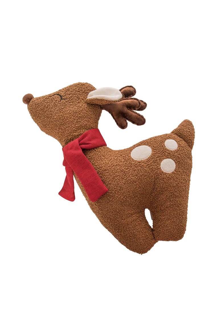 Christmas Reindeer Shaped Throw Pillow, Main, color, Red