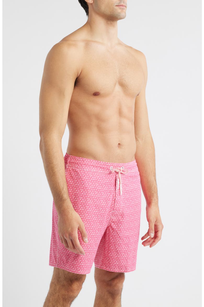 Scallop Swim Trunks, Alternate, color, DAHLIA
