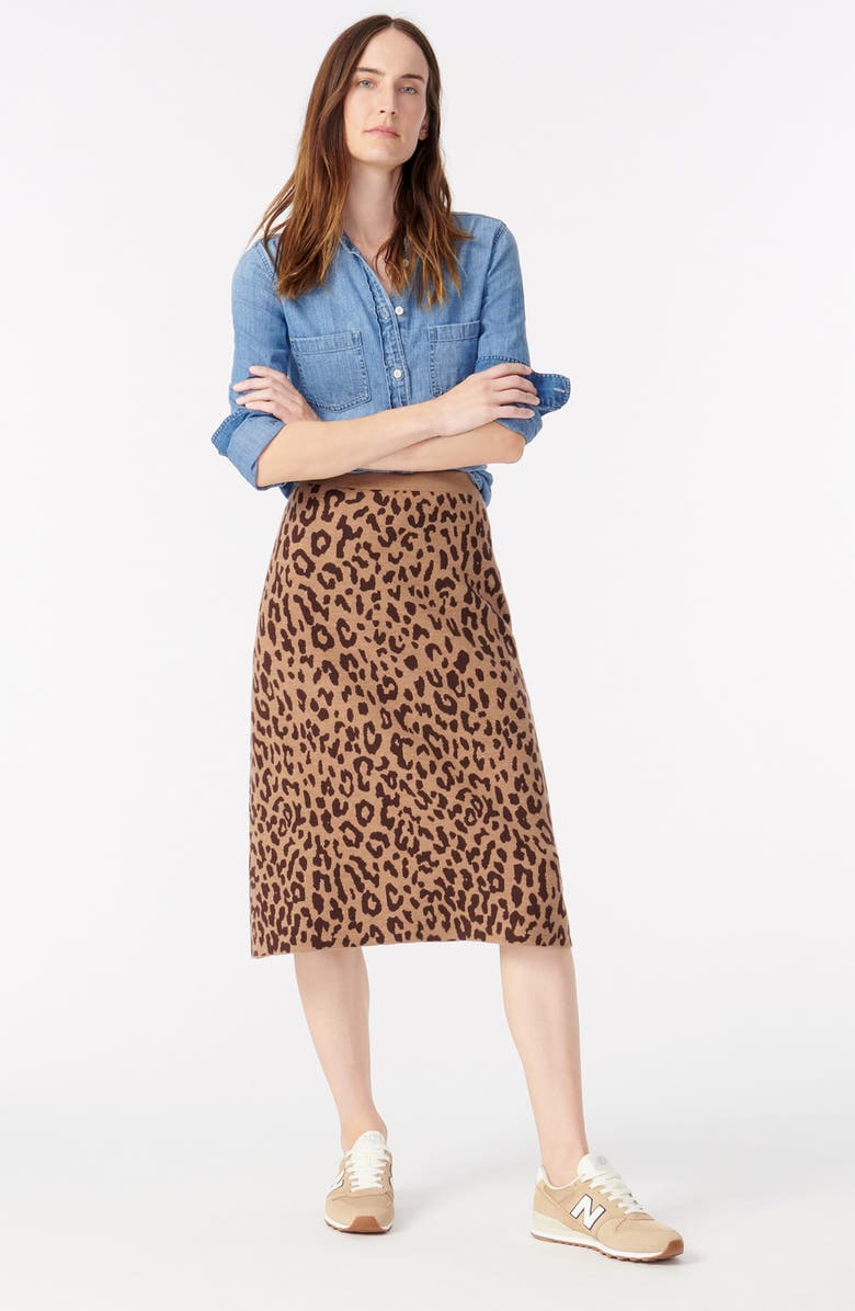 J.Crew Leopard Sweater Skirt, Alternate, color, 