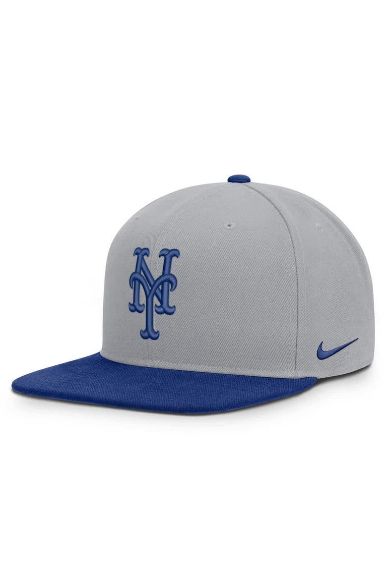 Men's Nike Gray/Royal New York Mets Primetime Pro Dri-FIT Snapback Hat, Alternate, color, Gray
